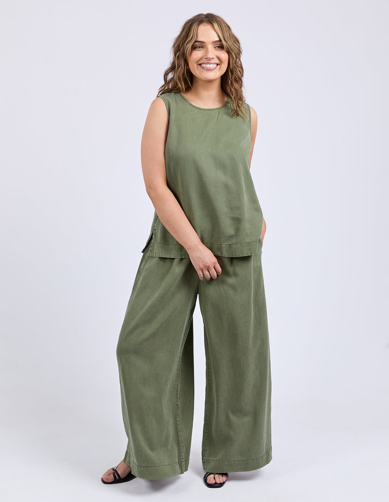 Women’s linen blend culotte pants with elastic waistband
