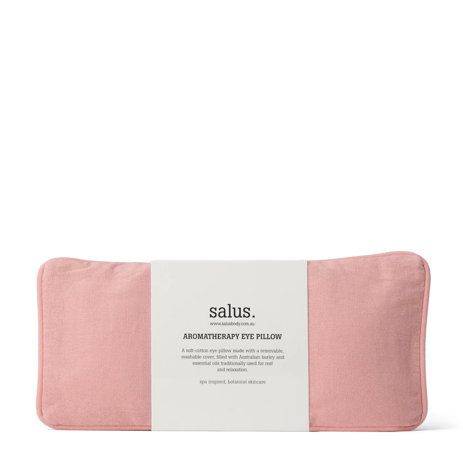 Blush cotton eye pillow with lavender aromatherapy.