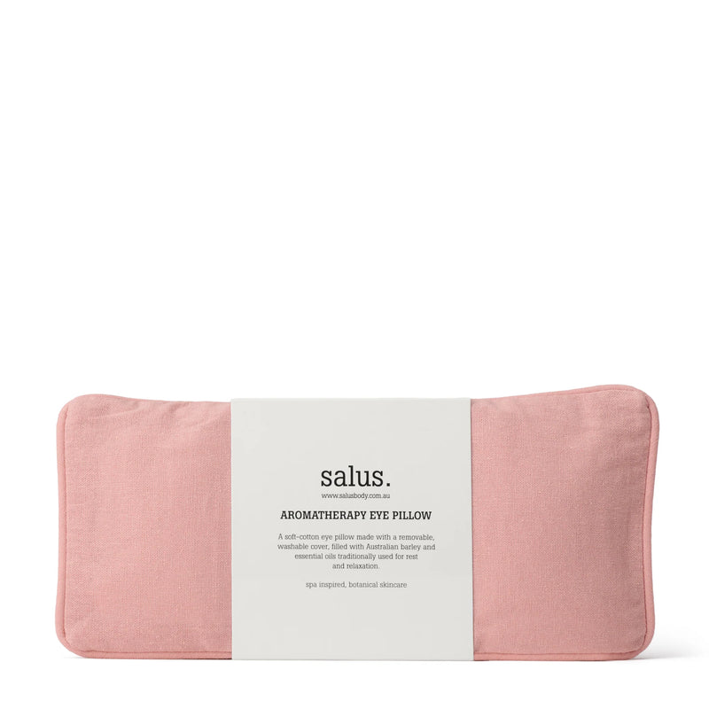Blush cotton eye pillow with lavender aromatherapy.