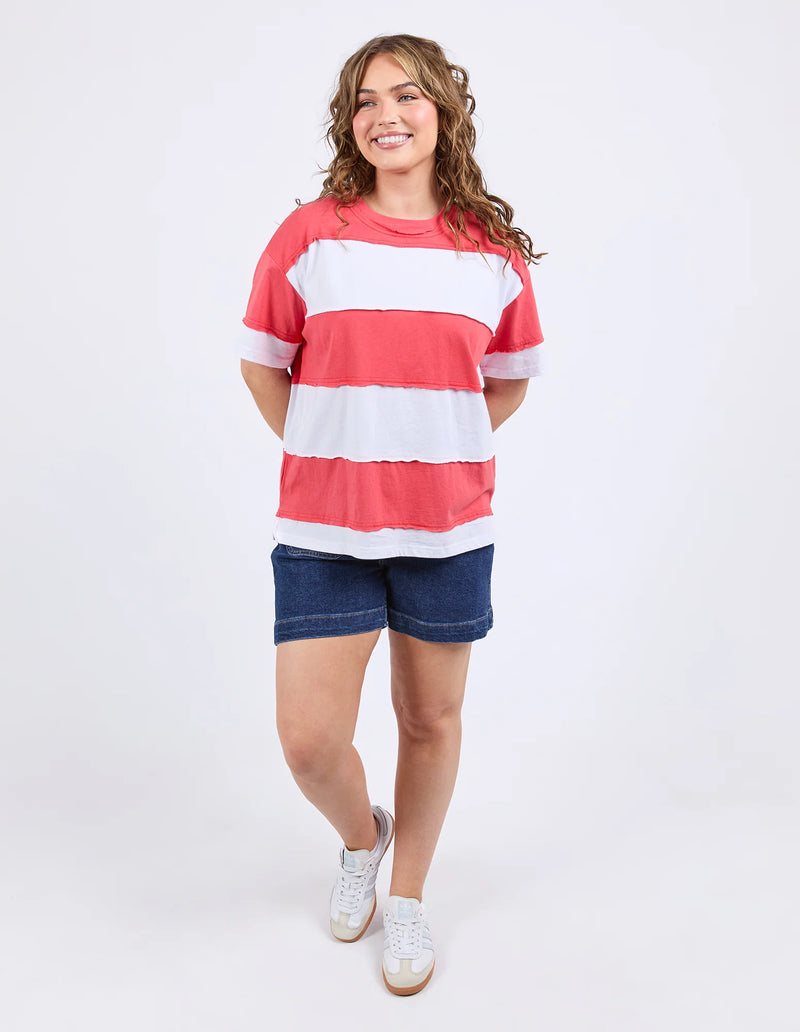 Bold Stripe Tee – Cayenne & White Stripe | Women’s Cotton Jersey T-Shirt