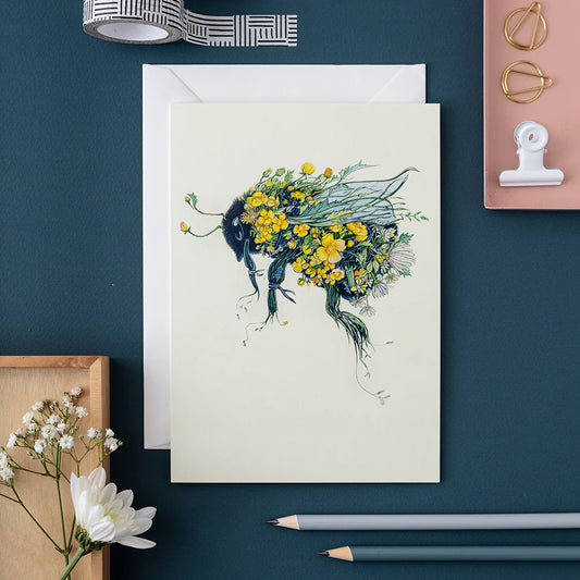 Blank inside card with envelope – Bumble Bee illustration