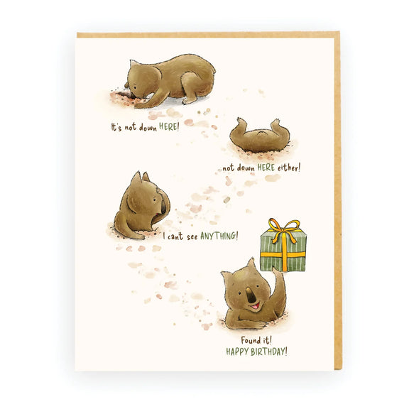 Missy Bee Bee Burrowing Buddies wombat greeting card