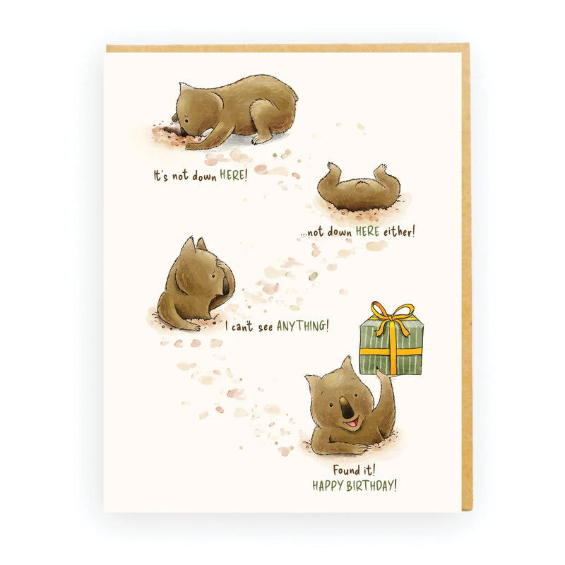 Missy Bee Bee Burrowing Buddies wombat greeting card