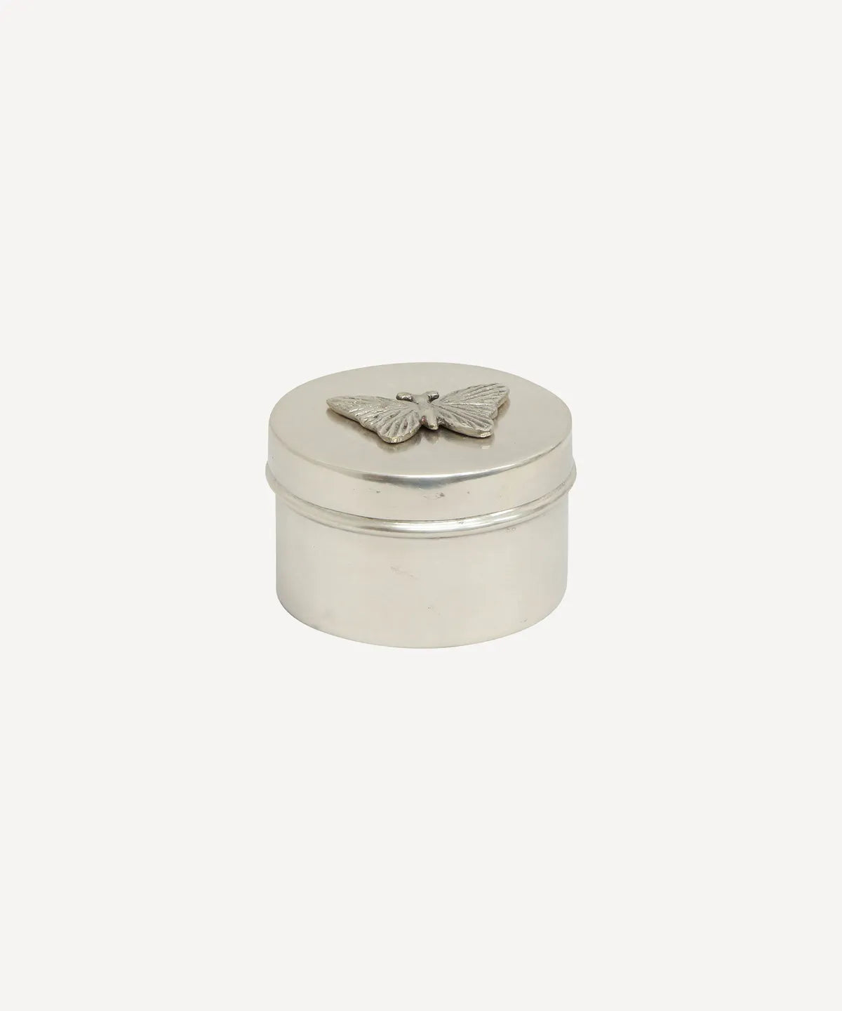 Silver Butterfly Trinket Canister with decorative lid