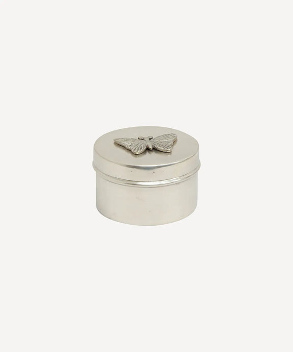 Silver Butterfly Trinket Canister with decorative lid