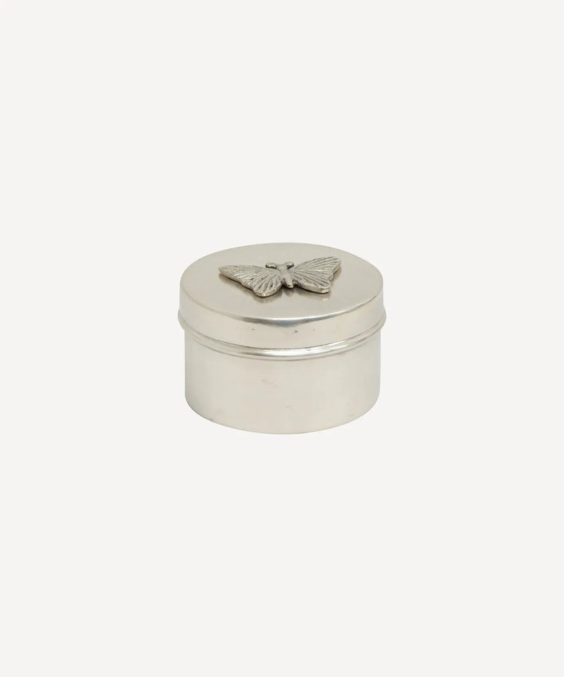 Silver Butterfly Trinket Canister with decorative lid