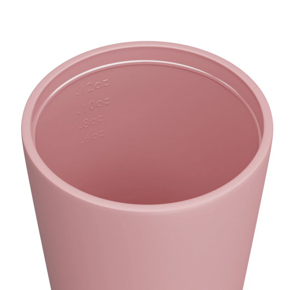 Reusable ceramic-lined coffee cup in Floss with insulated stainless steel body for everyday café drinks.