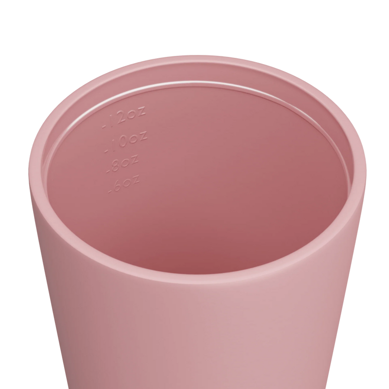 Reusable ceramic-lined coffee cup in Floss with insulated stainless steel body for everyday café drinks.
