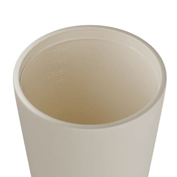 Fressko Ceramic Camino reusable coffee cup in Frost with ceramic-lined interior and click-back lid.