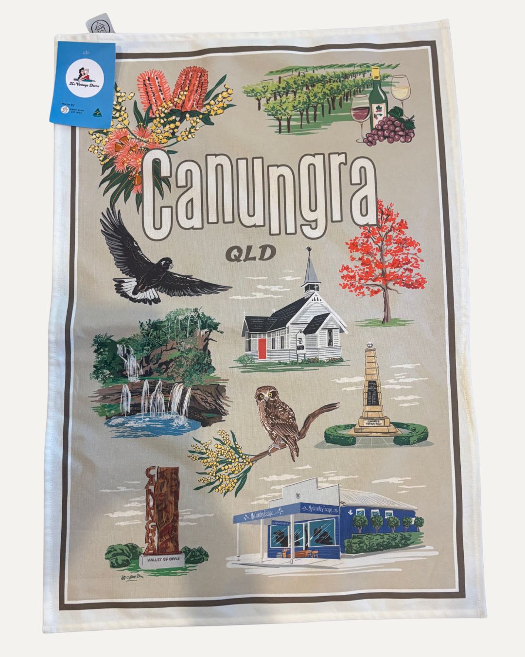 Canungra Scenic Rim cotton tea towel exclusive to My Country Escape