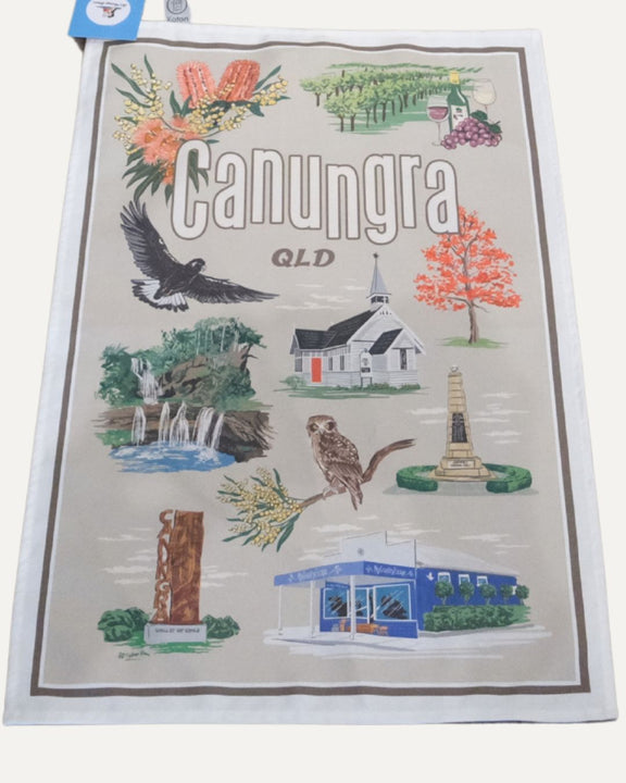 Scenic Rim souvenir tea towel featuring Canungra Queensland