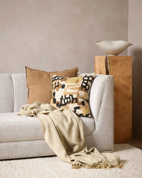 100 percent linen square cushion feather filled