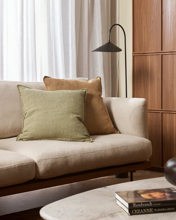 Handwoven linen cushion with 1cm flange edge