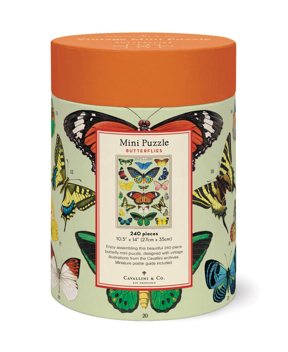 240-piece butterfly puzzle with vintage natural history artwork.