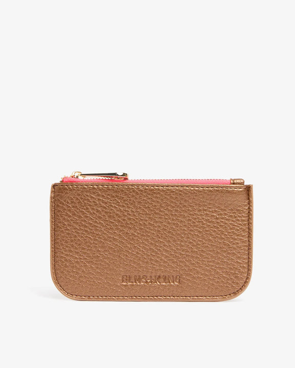 Elms+King Centro Wallet in Copper with gold-tone zip.
