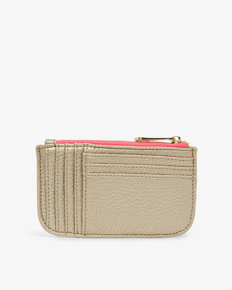 Slim Gold Elms+King wallet with eight card slots.