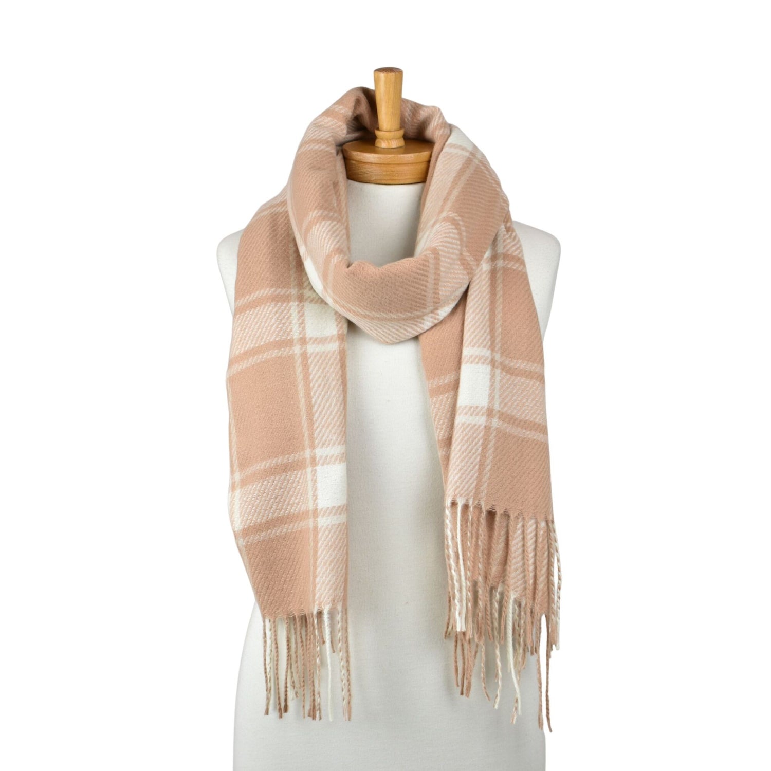 biscuit taupe cream scarf fringe winter accessory