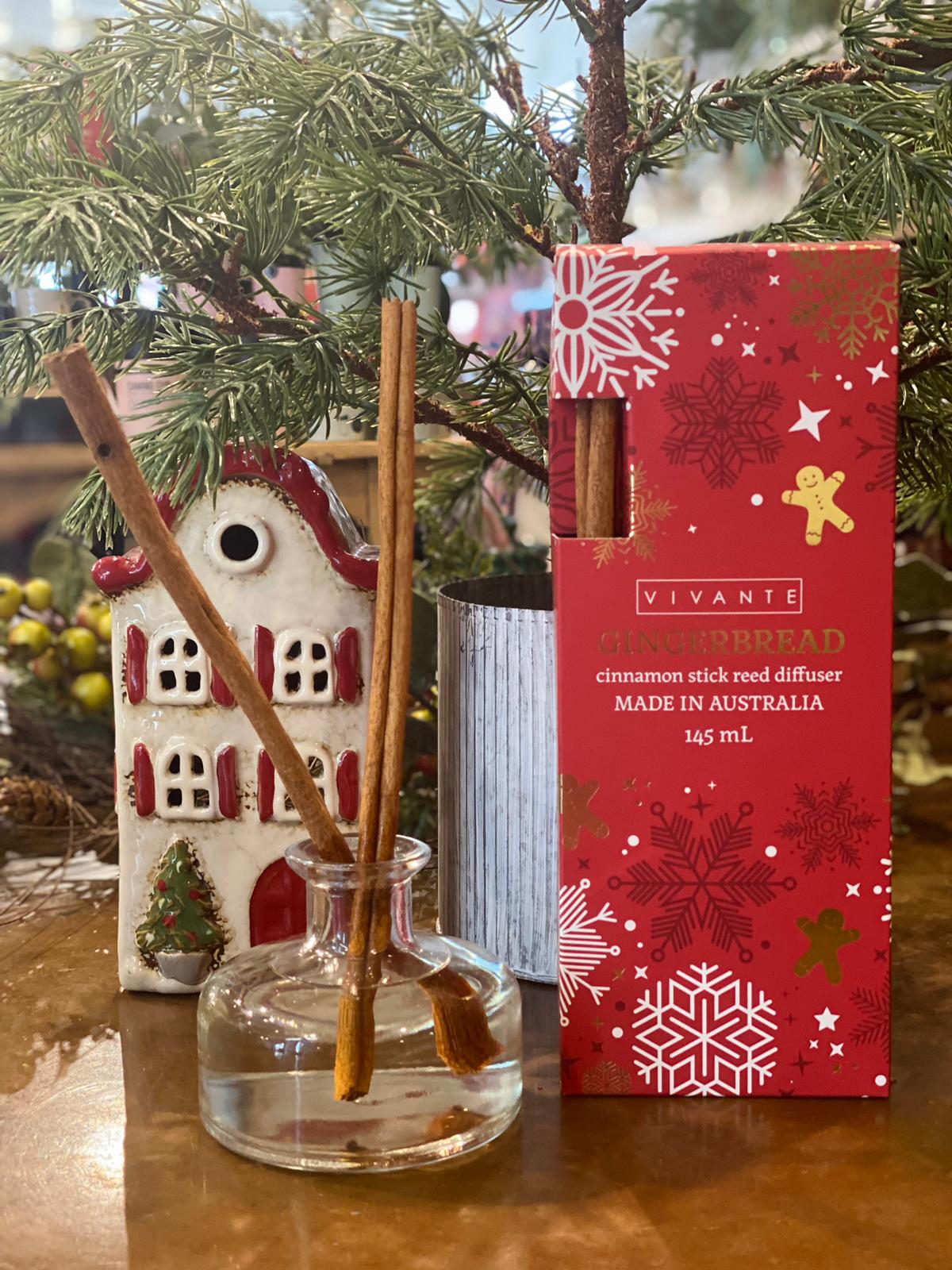 Vivante Gingerbread Cinnamon Reed Diffuser 145mL with natural cinnamon sticks