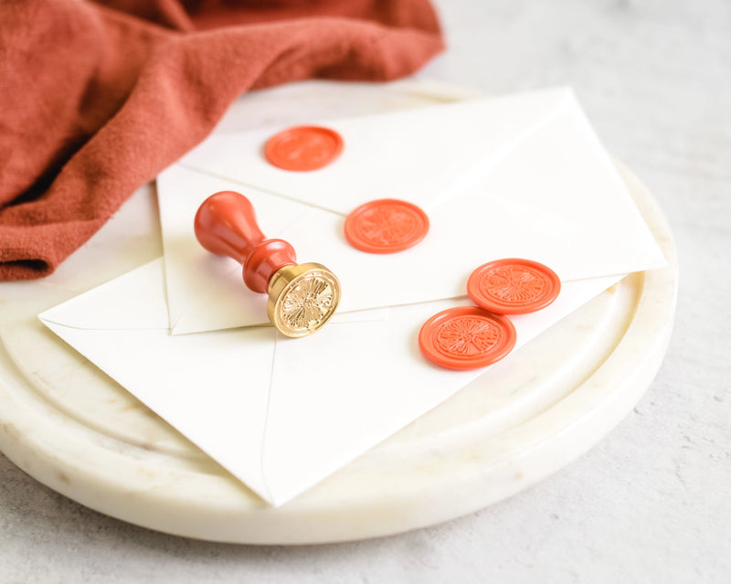Wax seal set for letters and gift wrapping - citrus design