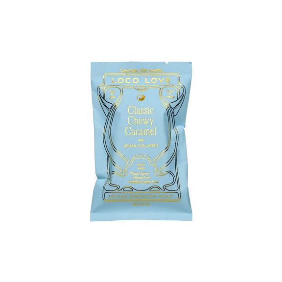 Loco Love Classic Chewy Caramel single dark chocolate with a soft caramel centre.