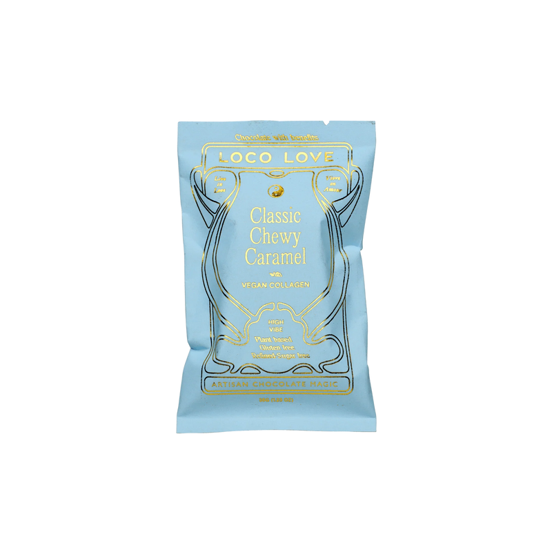 Loco Love Classic Chewy Caramel single dark chocolate with a soft caramel centre.