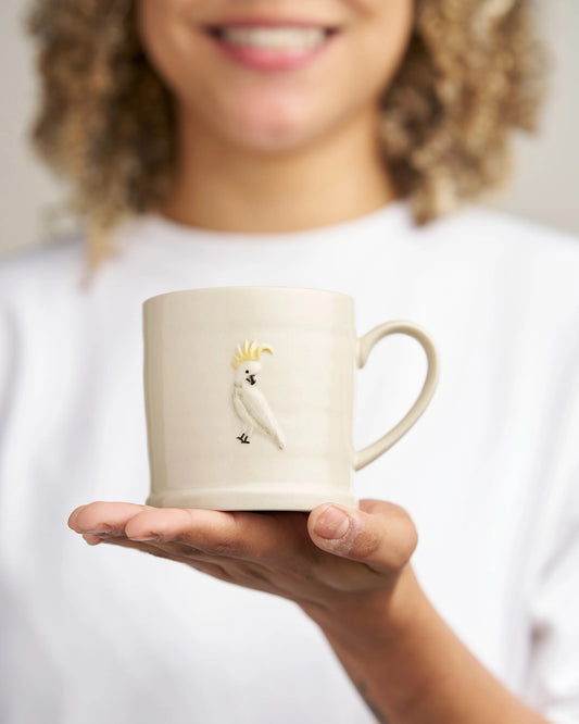 Cockatoo Mug – Hand-Painted Stoneware | Favourite Things Collection