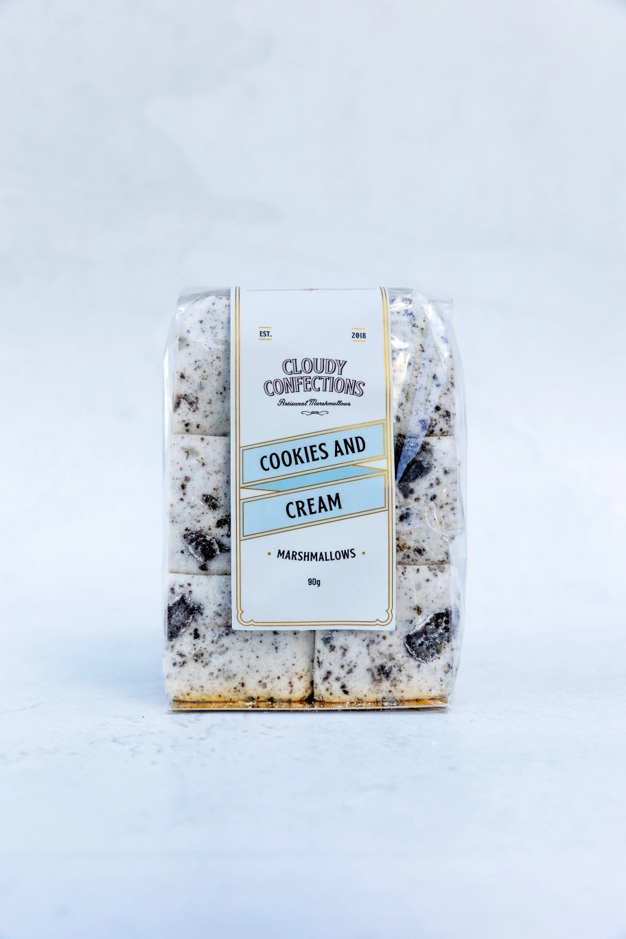 Cloudy Confections cookies and cream marshmallows with crushed chocolate cookies