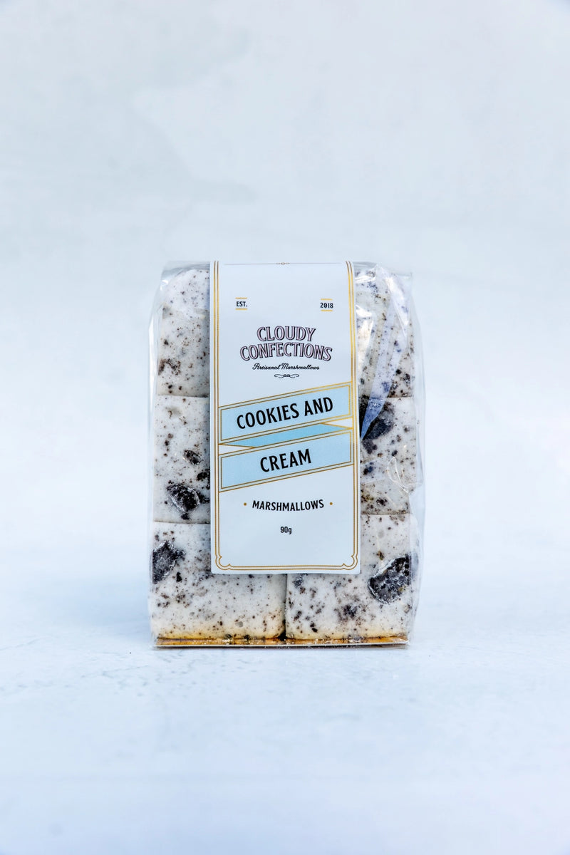 Cloudy Confections cookies and cream marshmallows with crushed chocolate cookies