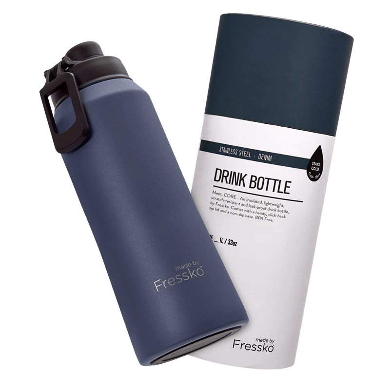Core 1 Litre Drink Bottle – Denim | Insulated Water Bottle