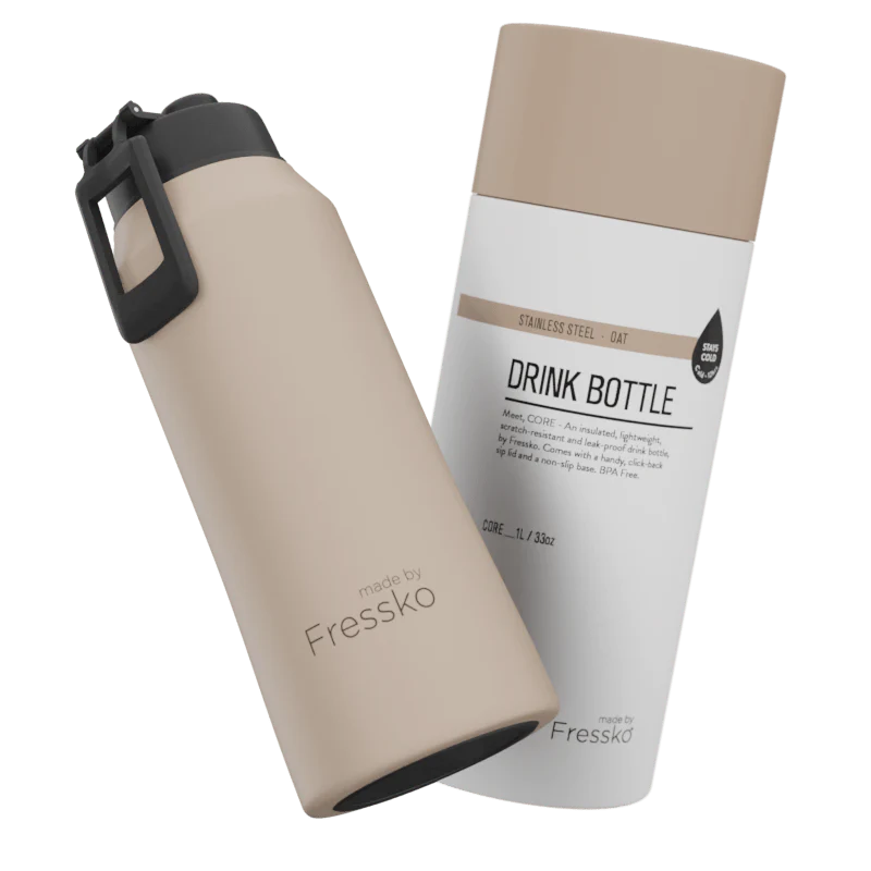 Core 1 Litre Drink Bottle – Oat | Fressko Insulated Water Bottle