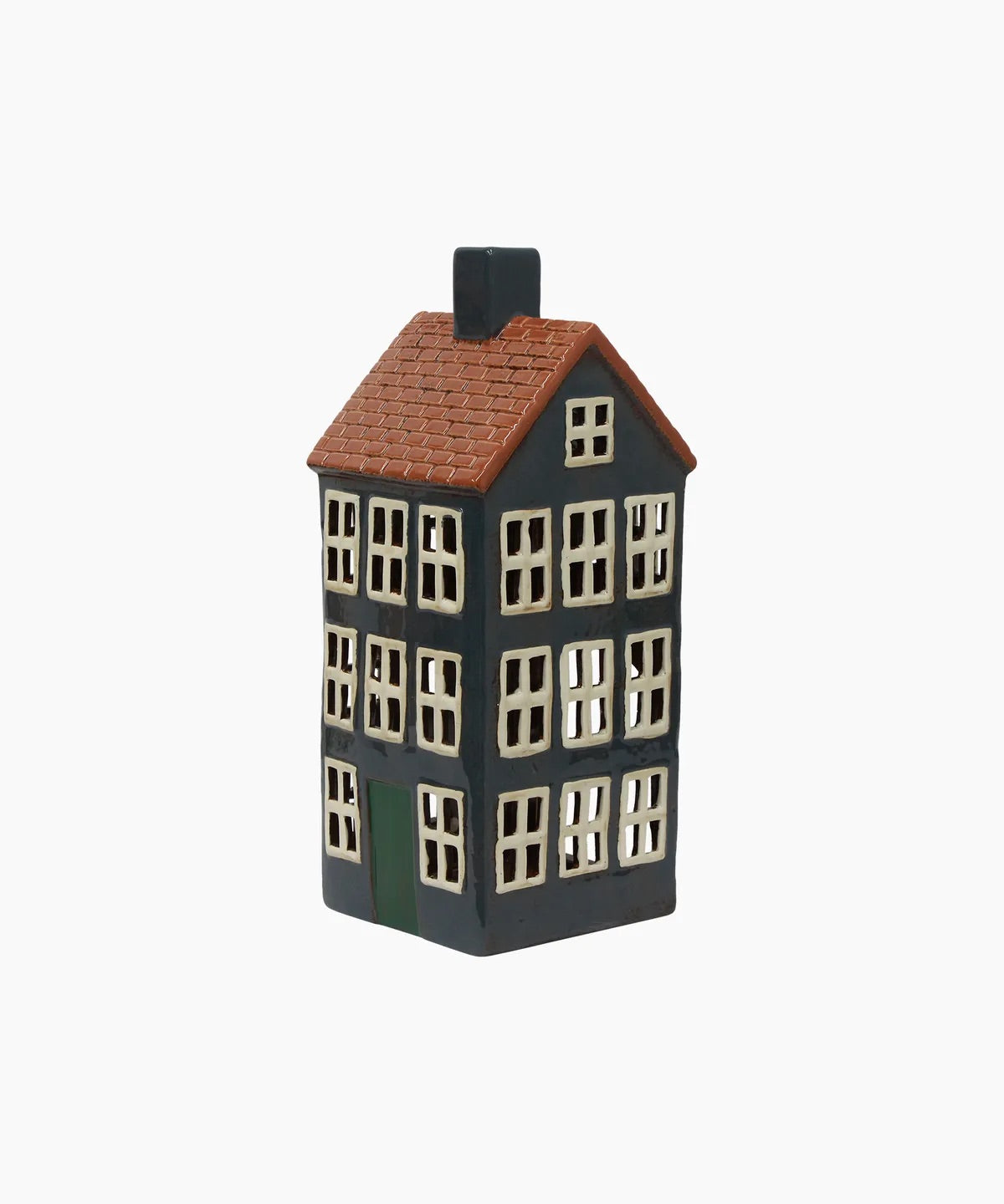 Cotswolds Country Tea Light Grande Chalet – tall navy ceramic Christmas house