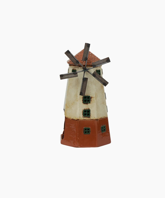 Cotswolds Country Tea Light Windmill – hand-painted ceramic house with rustic roof