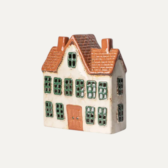 Ceramic Christmas Tea Light House in Cotswolds Country design