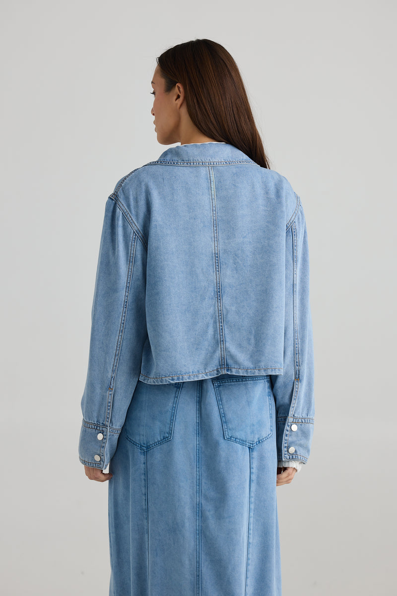 Back view of Cruise Jacket in Blue Wash