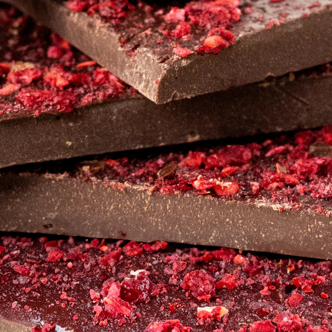 Dark chocolate raspberry bark gourmet confectionery