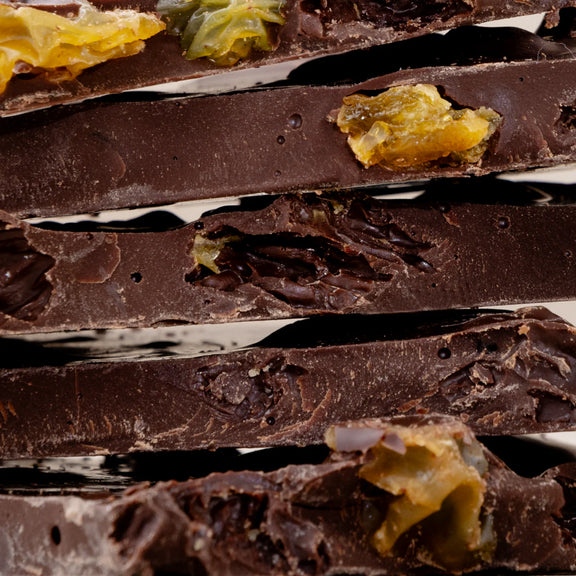 rum and raisin chocolate bark non alcoholic gourmet chocolate