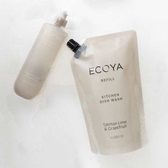 One litre ECOYA Kitchen Collection Dish Wash refill with plant-based ingredients.