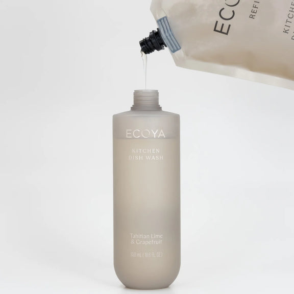 ECOYA vegan-friendly Dish Wash Refill in Tahitian Lime and Grapefruit fragrance.