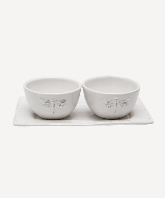 dragonfly stoneware condiment set