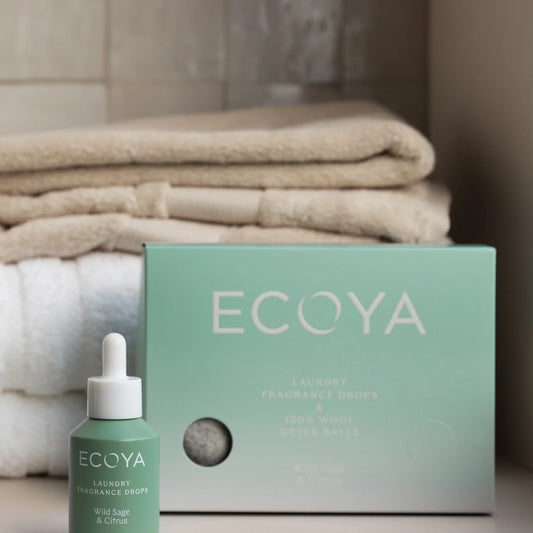 ECOYA wool Dryer Balls from the Wild Sage and Citrus Laundry Collection.