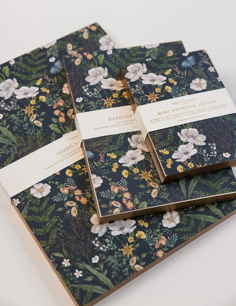 Bespoke Letter Press - dusk in bloom notepad sizes