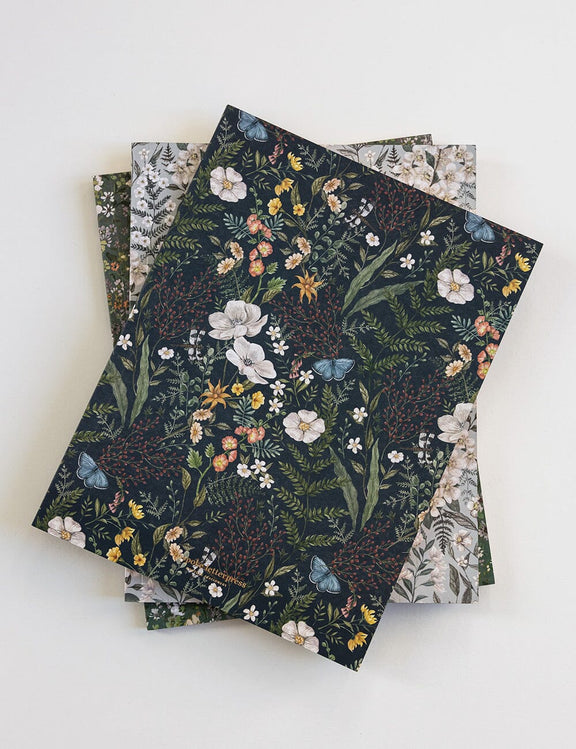 Bespoke Letterpress Dusk In Bloom Workbook - lined floral notebook