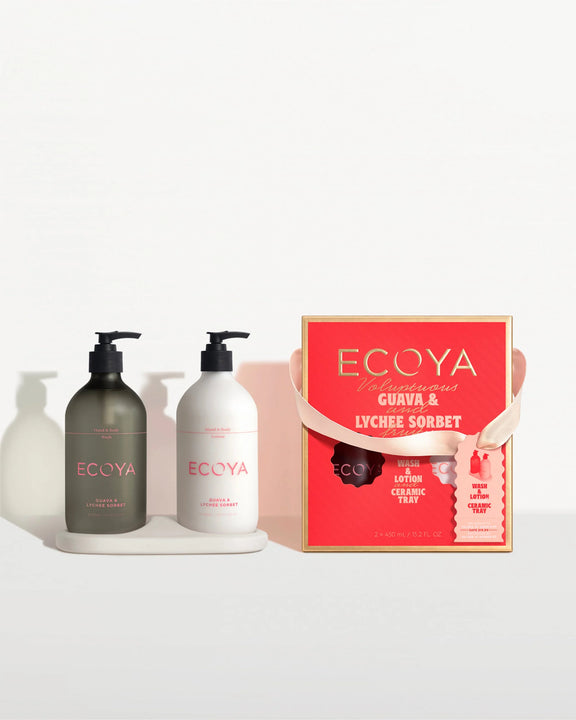 Ecoya Guava & Lychee Sorbet Bathroom Gift Set – Holiday Collection Christmas limited edition