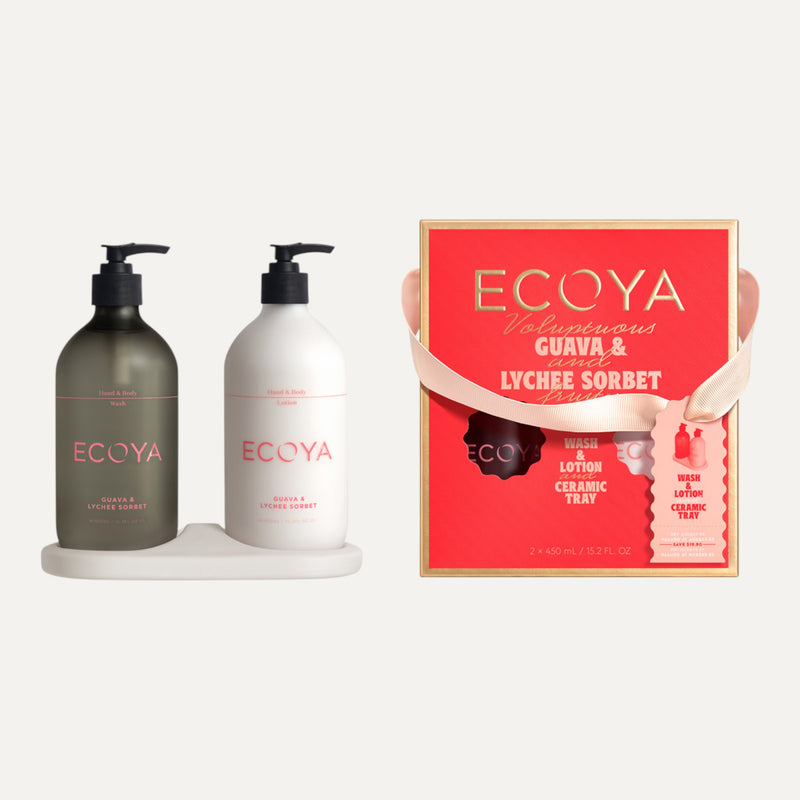 Ecoya Guava & Lychee Sorbet Bathroom Gift Set – Holiday Collection Christmas limited edition