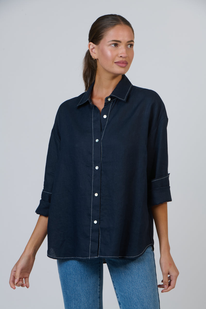 Boyfriend Shirt Navy Marine