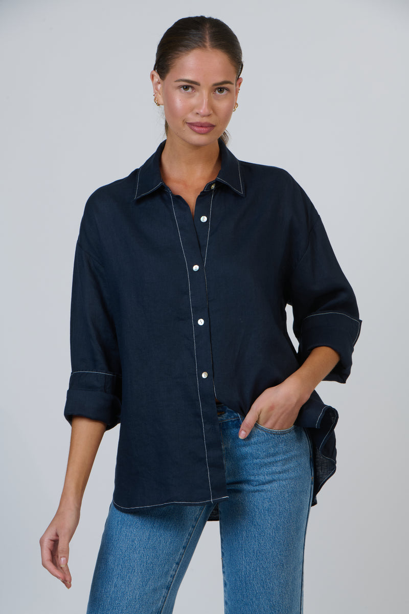 Boyfriend Shirt Navy Marine
