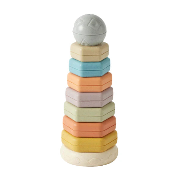 Educational stacking toy made from wheat straw for sensory and motor skill play 