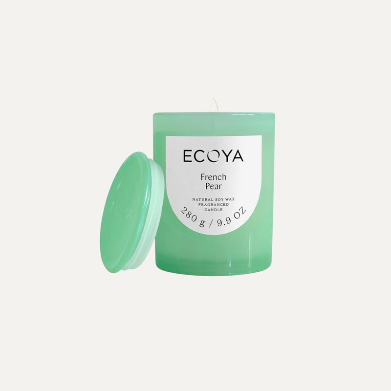 Ecoya French Pear Metro Candle in glass jar with lid – 280g