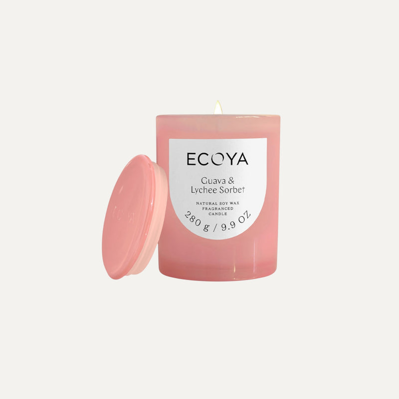 Ecoya Guava and Lychee Sorbet Metro Candle – 280g soy wax candle