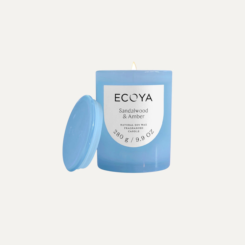 Ecoya Sandalwood and Amber Metro Candle – 280g luxury soy wax candle